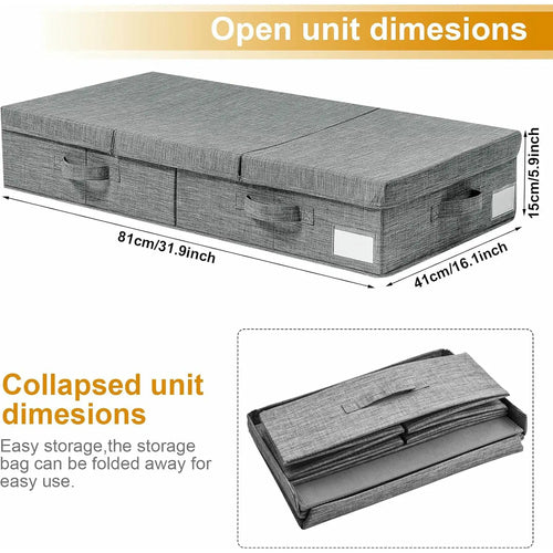 Caixa de Arrumação para Debaixo da Cama 81×41×15 cm – Dobrável, Respirável e Ideal para Roupa, Calçado e Brinquedos