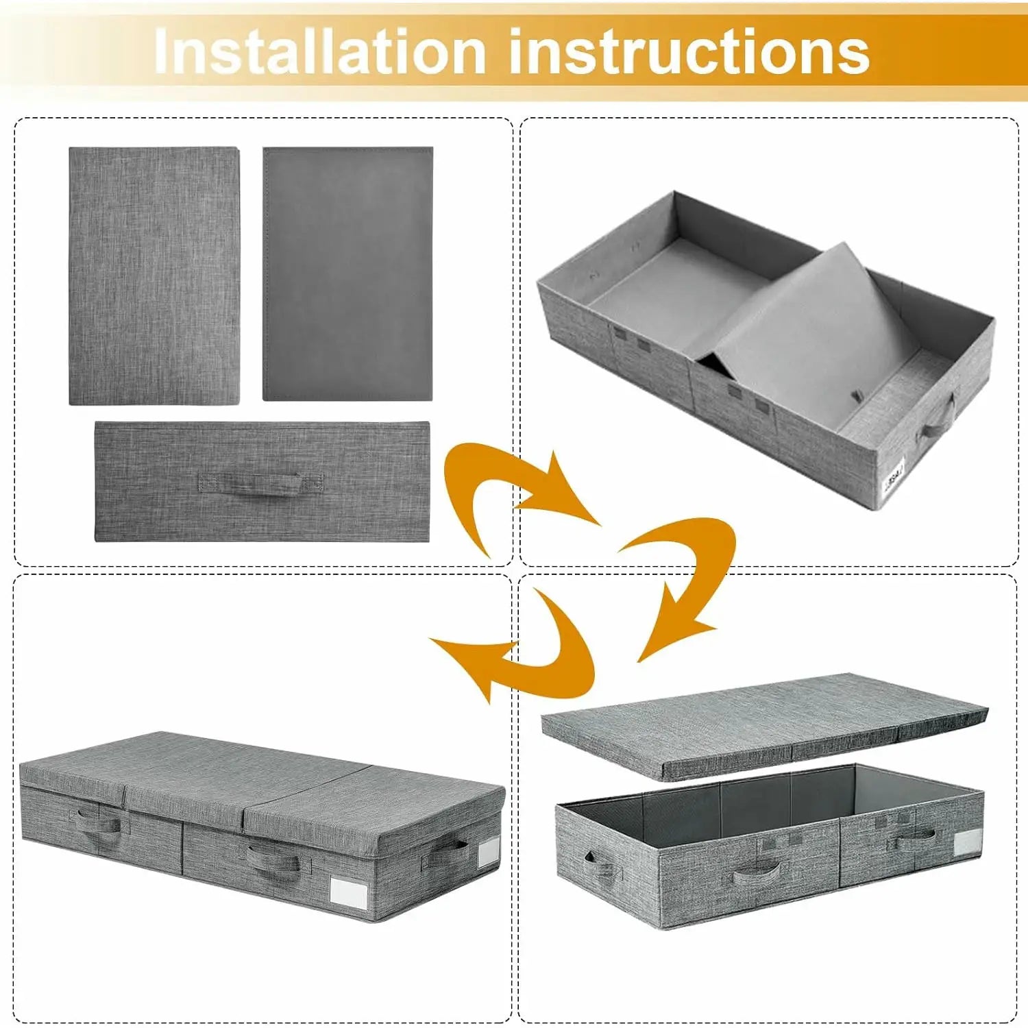 Caixa de Arrumação para Debaixo da Cama 81×41×15 cm – Dobrável, Respirável e Ideal para Roupa, Calçado e Brinquedos