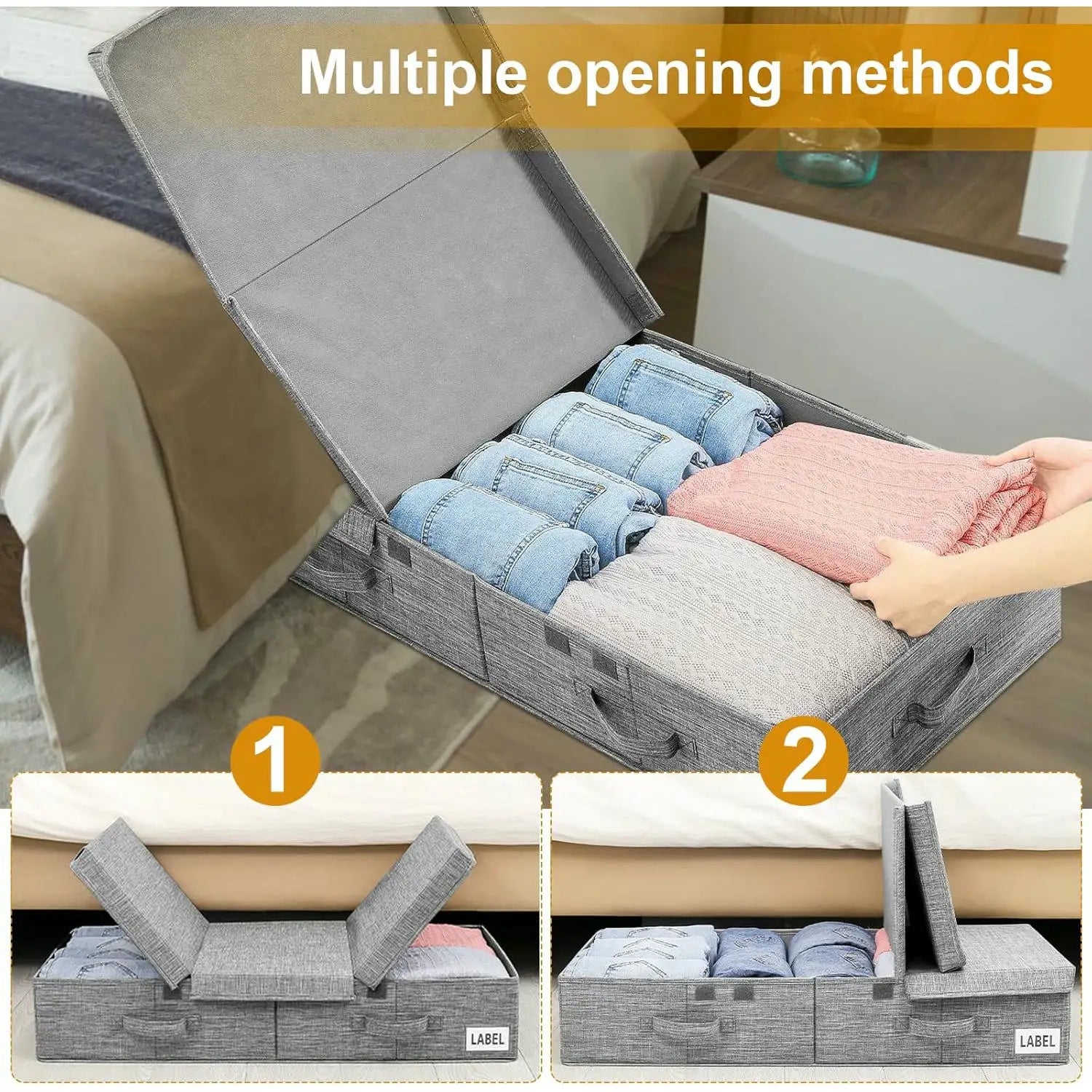 Caixa de Arrumação para Debaixo da Cama 81×41×15 cm – Dobrável, Respirável e Ideal para Roupa, Calçado e Brinquedos