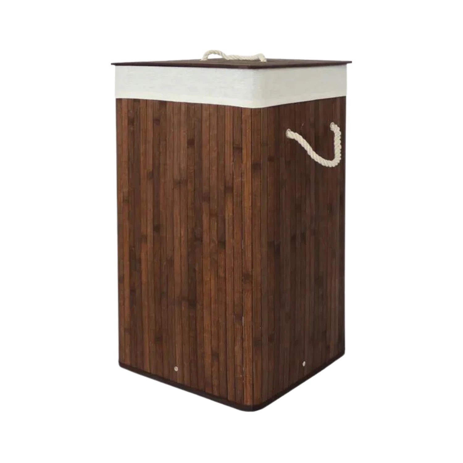 Cesto de Roupa Suja com Tampa em Bambu – 72 L | Alça de Corda Ergonómica e Saco Lavável