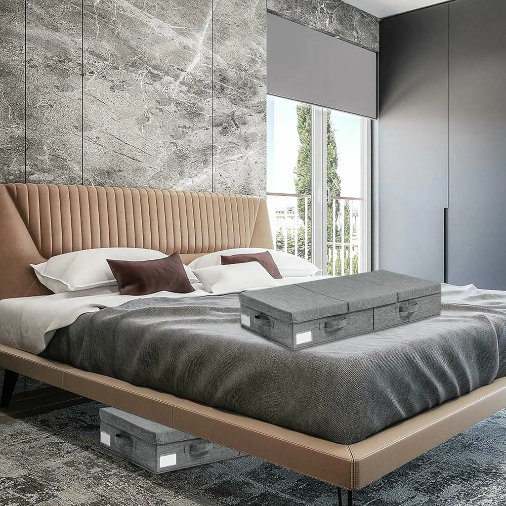 Caixa de Arrumação para Debaixo da Cama 81×41×15 cm – Dobrável, Respirável e Ideal para Roupa, Calçado e Brinquedos