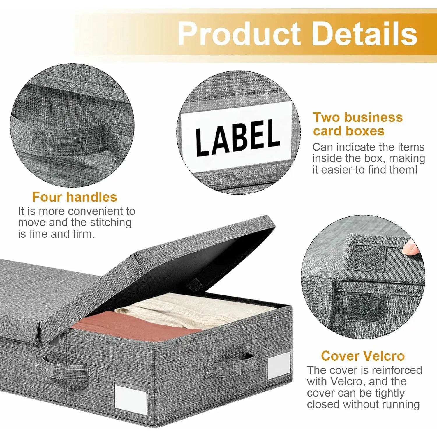 Caixa de Arrumação para Debaixo da Cama 81×41×15 cm – Dobrável, Respirável e Ideal para Roupa, Calçado e Brinquedos