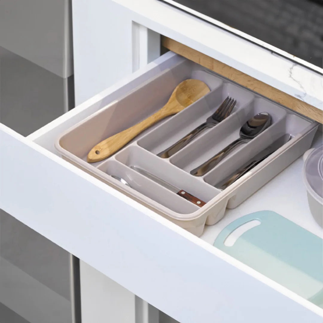 Tabuleiro Organizador de Talheres para Gaveta – 6 Compartimentos em Plástico Resistente