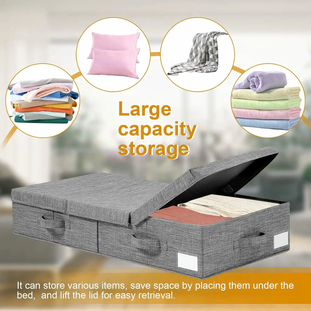 Caixa de Arrumação para Debaixo da Cama 81×41×15 cm – Dobrável, Respirável e Ideal para Roupa, Calçado e Brinquedos